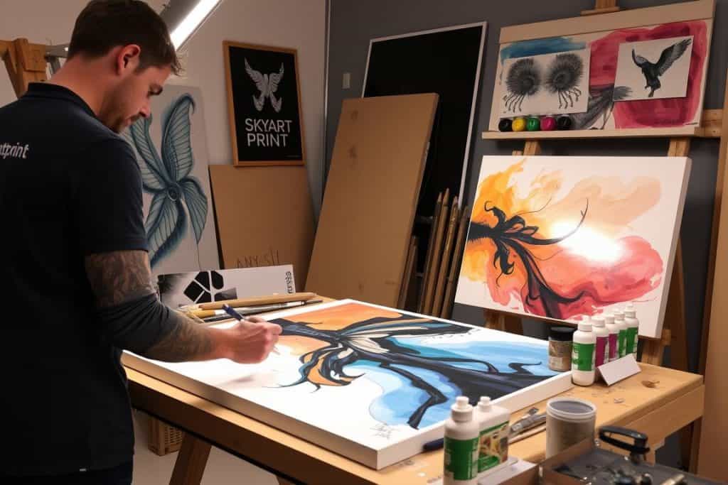 Custom modern artwork being created for a client at Sky Art Print Custom modern artwork being created for a client at Sky Art Print